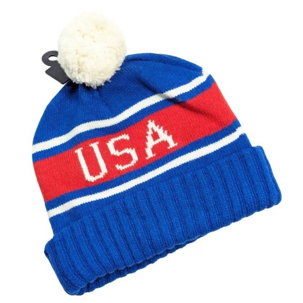 Polo Ralph Lauren USA Olympic Ski Hat Beanie Hat Pom Pom O/S NWT
